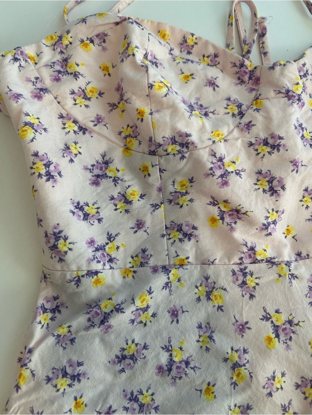 Zara Pink Sundress with Yellow & Purple Floral Print. For teens, runs small
